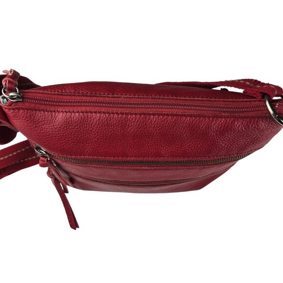 The Sak Pebbled Red Leather Zip Top Shoulder Crossbody Bag - Picture 4 of 10